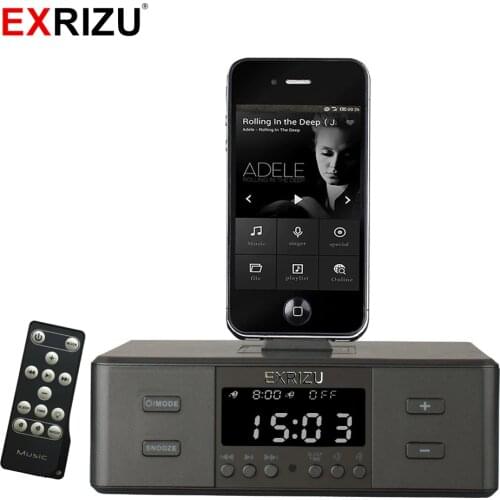 D9 Smart Charger Dock Station NFC Bluetooth Stereo Speaker FM Radio Dual Alarm Clock Remote Control Screen for iPhone Android