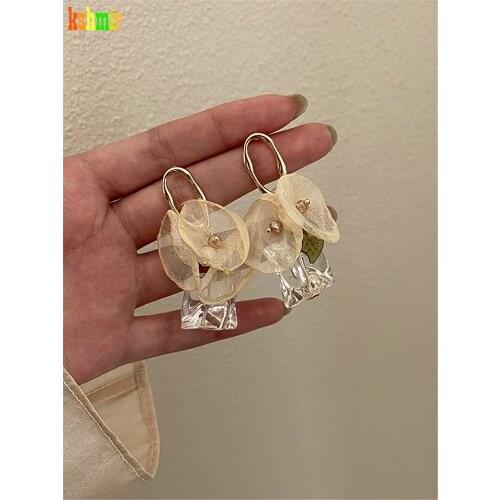 Kshmir Vintage lace flower acrylic earrings simple fashion new earrings female earrings in 2021 new tide jewelry gifts