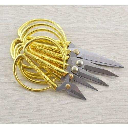 Stainless Steel Vintage Gold Scissors Professional Tailor Scissors High Quality Sharp Strong Shear Fabric Leather Cutter schaar