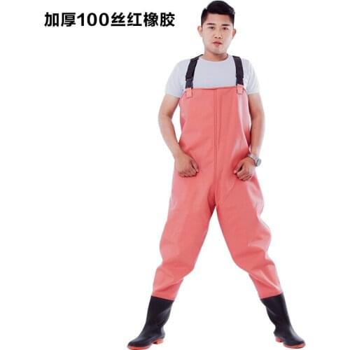 Water pants rubber thickening fishing fishing catch fish wading waterproof fish pants clothes half body Siamese rain pants