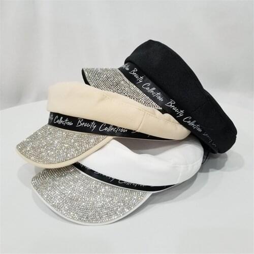 Japanese octagonal cap with bright diamond letters beret WS-2612