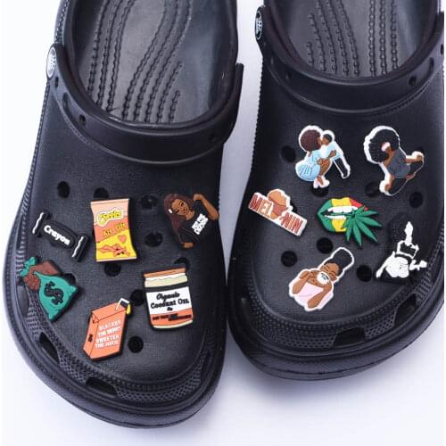 1PCS I Can Not Breathe Croc Charms Soft PVC JIBZ For Black lives matter fist BLM Shoes Buckle Decorations
