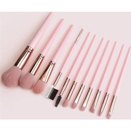 11Pcs Pink Makeup Brushes Sets Highlighter Eye Cosmetic Powder Foundation Eye Shadow Cosmetics Professional Eyebrows Soft Hair