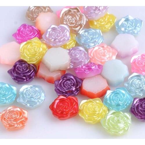 17mm Mix Color Flower Shape Imitation Half Round Pearl Flatback Beads for Scrapbook DIY Decoration 50pcs/lot YKL0522