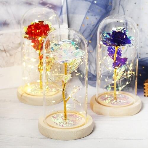 2021 Beauty And The Beast Rose Rose In LED Glass Dome Forever Rose Red Rose Valentines Day Mothers Day Special Romantic Gift