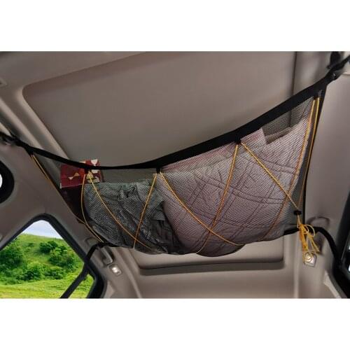 35"x25" Elastic Car Roof Interior Ceiling Mesh Bag Pouch Organizer For Van