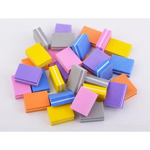 500-100PCS Mini Multic Color Nail Art Buffer Block Washable Double-sided Sponge Nails File Beauty Pedicure Manicure Tools