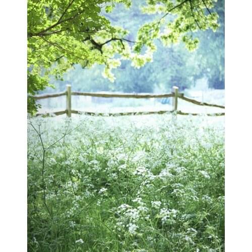 5x7ft Landscape Grass Tree Fence Photography Backdrops Photo Props Studio Background