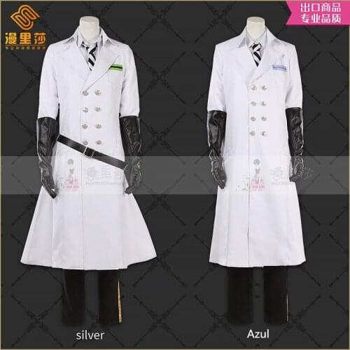 Anime Twisted Wonderland Azul Silver Laboratory Suit Cosplay Costume Adult Cos Carnival Party Uniforms
