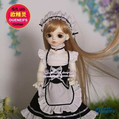 BJD SD Doll Clothes 1/4 Maid Outfit Maidservant Skirt For Minifee or Roselied Body YF4-63 Doll Accessories