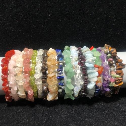 Chips Bracelets Quartz Feng Shui Chakra Healing Reiki Home Decoration Stone Handicraft Decoration Double Chips Tumbles Bracelets