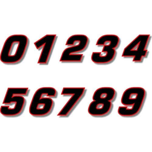 Black (Red Outline) Square Front Race Number Racing Number Sticker Vinyl Sticker Decal for Car Motorbike,15cm*15cm