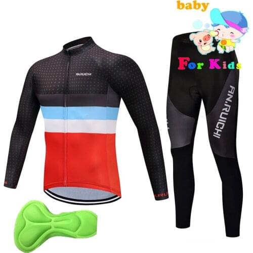 Children Team Ropa Ciclismo Kids Spring and Autumn Long Cycling Jerseys Sets Breathable Kids Long Bicycle Clothing Bike Clothes