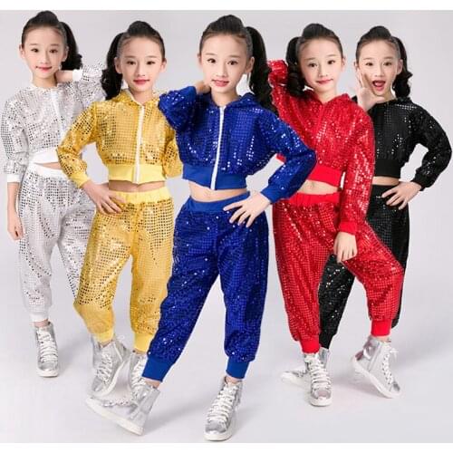 Sequin Children Dance Costume Jazz Wear New Style Sequin hip-hop Dance Jazz Kids Dance Competitions Performance Stage Clothing