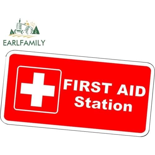 EARLFAMILY 13cm x 7.4cm for First Aid Kit Vinyl Car Wrap Stickers Motorcycle Decal Campervan Anime Funny Decals Scratch-Proof
