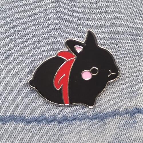 Cartoon Animal Enamel Pins Cute Black Rabbit Brooch Clothes Bag Backpack Lapel Pin Zoo Badge New Year 2021 Gifts