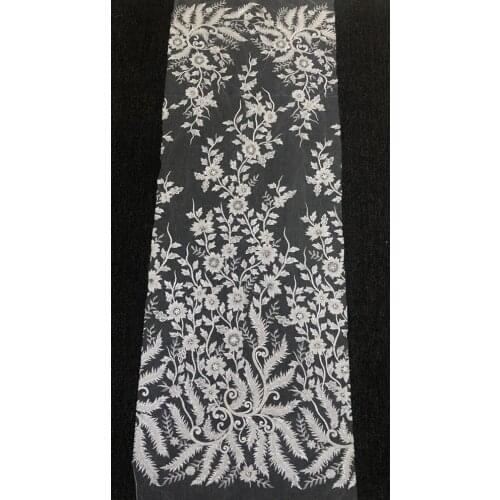 Hot Style 135 cm Top Quality Ivory Mesh Tulle Embroidery Lace Fabric Wedding Bridal Gown Lace Fabric 1 Yard