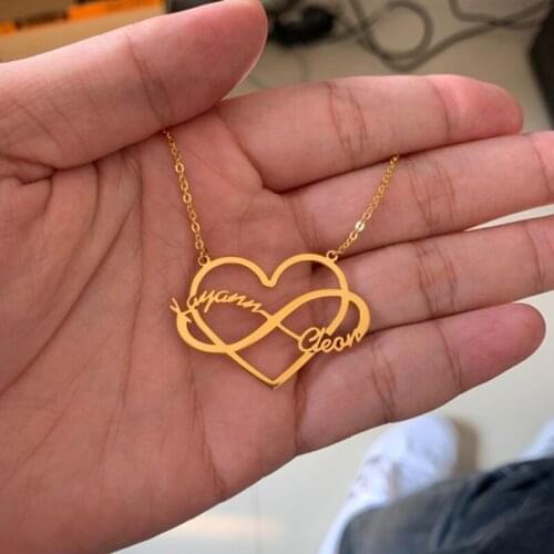 Customized Stainless Steel Heart Shape Infinity Name Necklace Boho Jewelry Personalized Gold Color Statement Choker Bijoux Femme