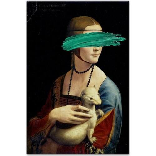 Leonardo Da Vinci-The Lady with An Ermine Canvas Paintings Posters and Prints Wall Art Picture for Living Room Home Decoration