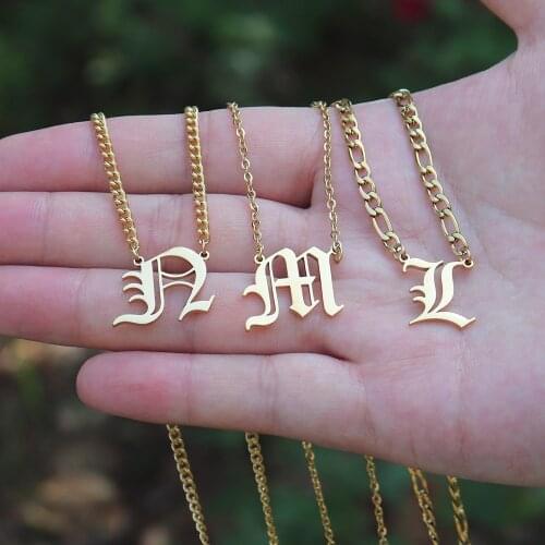 Big Letter Choker Custom Curb Chain Initial Necklace Women Men Personalized Name Figaro Chain Necklace Gothic Jewelry Hip Hop