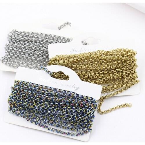 5m/piece 4mm Diameter Stainless Steel Round arc Beads Chains For DIY Necklace Accessories