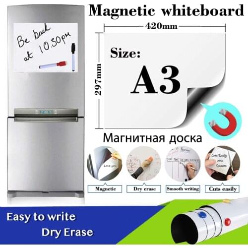 A3 Size Magnetic Whiteboard Fridge Sticker Dry Erase White Boards School Home Office Kitchen Message Board Gift 1Black Pen