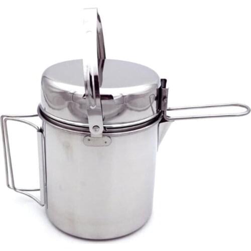 Multifunction Stainless Steel Pot Portable Water Mug Cup With Lid And Foldable Handle Outdoor Camping Cooking Picnic Cup