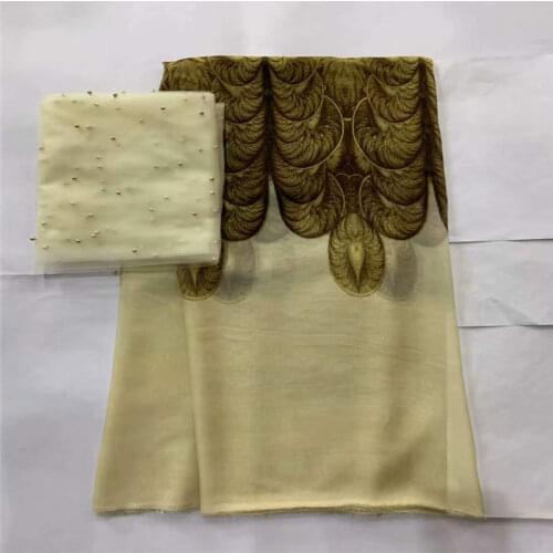 Fashion silk chiffon fabric with swiss voile lace tissu for ladies to wear soft and comfortable silk printed fabric! LXF41517