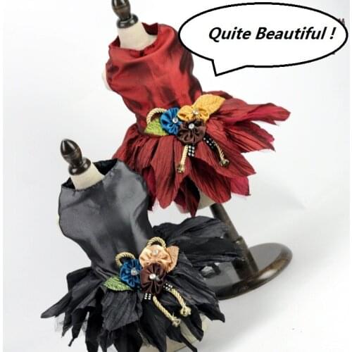 Fashion Lace Princess Pet Dog Wedding Dresses Pet Tutu Skirt Puppy Cat Dress Pet Apparel with front flowers XS-XL teddy