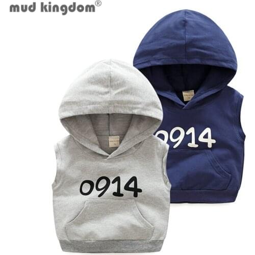 Mudkingdom Vest Hoodies for Boys Sleeveless Cotton Casual Number Little Kids Tops Fashion Toddler Summer Children Clothing
