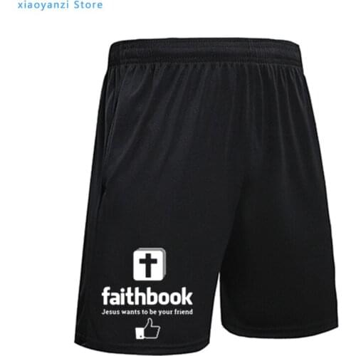 New Jesus Wants To Be Your Friend Faithbook men running Christian Short Jesus sport short pants