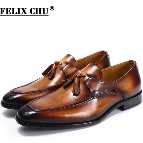 Size 6-13 Mens Tassel Loafers Handmade Genuine Leather Brown Formal Shoes Party Wedding Men Dress Shoes Blue Casual Footwear