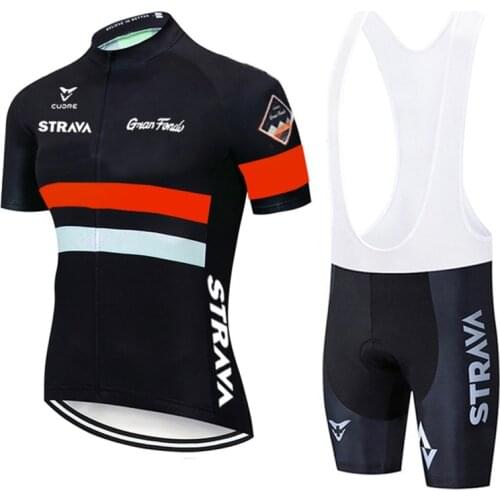 New 2020 Cycling Set STRAVA Men Cycling Clothing MTB Bike Clothes Breathable Anti-UV Road Bicycle Wear Cycling Jersey Set