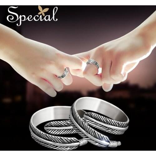 Special New Fashion Couple Rings for Women 925 Sterling-Jewelry Fairy Tale Feather Wedding Loves Ring Gifts JZ150405