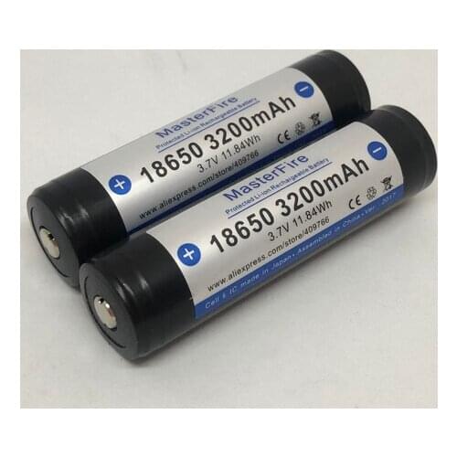 MasterFire 2pcs/lot Original Protected 18650 3.7V 3200mAh Rechargeable Lithium Battery Li-ion Batteries with PCB Made in Japan