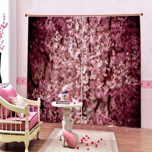 Custom 3D Bathroom Shower Curtain Pink Flowers Curtains Living room bedroom blackout curtain
