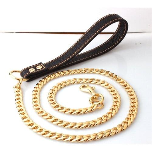 Black Gold Stainless Steel Dog Leashes Rope Training Metal Pet Leash Dogs Chain for Pet Stuff Accessories Product Pug Pitbull