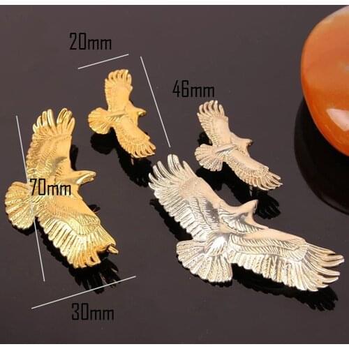 DIY high quality solid brass material golden silver color flying eagle design leather craft rivet screws button 2pcs/lot