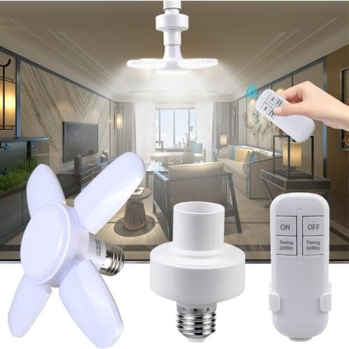 E27 28W Mini Foldable Fan Blade LED Bulb Lamp Angle Adjustable 85-265V High Brightness Lampada for Home Ceiling Garage Lighting