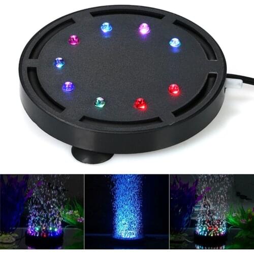 LED Air Bubble Light Aquarium Underwater Submersible Fish Tank 9 LED RGB Colourful Changing Light Making Oxygen For Fish Tank
