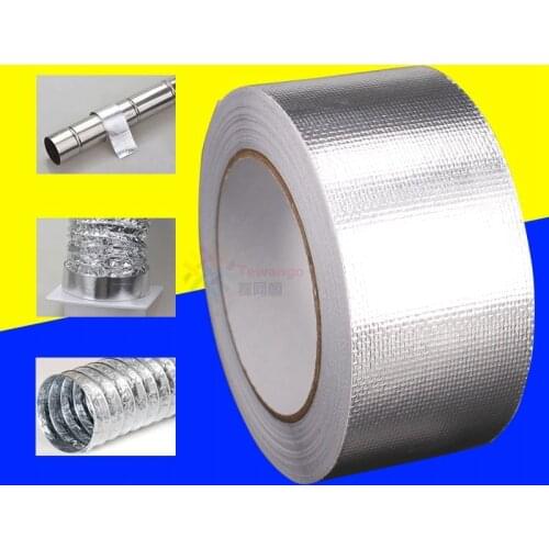 25M Thicken Glass Fiber Aluminum Foil Tape Waterproof Anti Tear Self-adhesive Sealing Tapes Pipeline Hood Repair Silver Paper