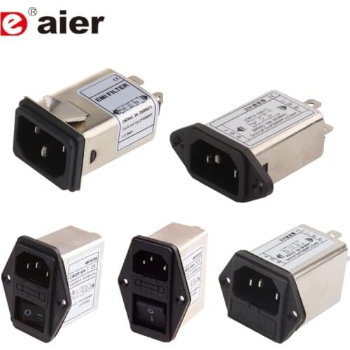 115VAC 250VAC IEC inlet Module AC Power Socket with Fuse EMI Filter Anti-interference Purification Audio 50HZ/60HZ