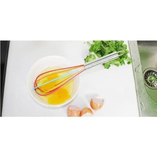 Kitchen Egg Frother Milk Beater Blender Colorful Silicone Balloon Wire Stainless Steel Whisk Kitchen Utensils lin3818