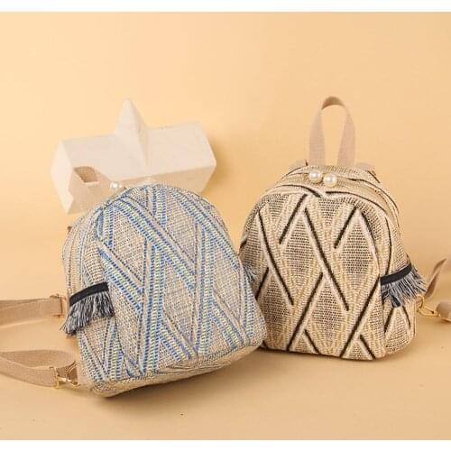 3 In 1 Anti Theft Women Straw Small Backpack Handmade Rattan Tassel Crossbody Girls Travel Bag 2021 Summer Beach Shoulder Bag