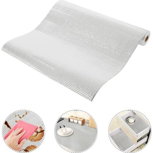1 Roll Kitchen Sticker Waterproof Shelf Drawer Cabinet Liner Table Cover Mat Cupboard Placemat Refrigerator Liner Mould Proof