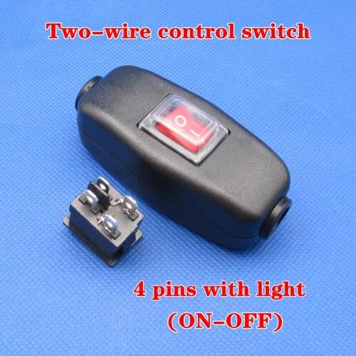 1pcs Waterproof switch 4 pins Two-wire control in line ON OFF Table Desk Lamp Cord Cable Switch with Indicator Light 6A 250VAC
