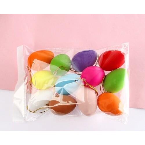 12pcs Plastic Easter Eggs Hanging Ornament Kids Toy DIY Crafts Painting For Easter Party Decorations for Home 6*4cm