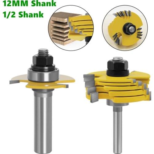 2pcs 12mm 1/2 Shank Slot Knife Cutters 3 Wing Router Bits Set 7pcs Blade Cemented Carbide Milling Cutter for Wood