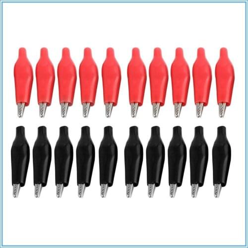 20 Pcs 28MM Black Red Soft Plastic Coated Testing Probe Mini Alligator Test Clips