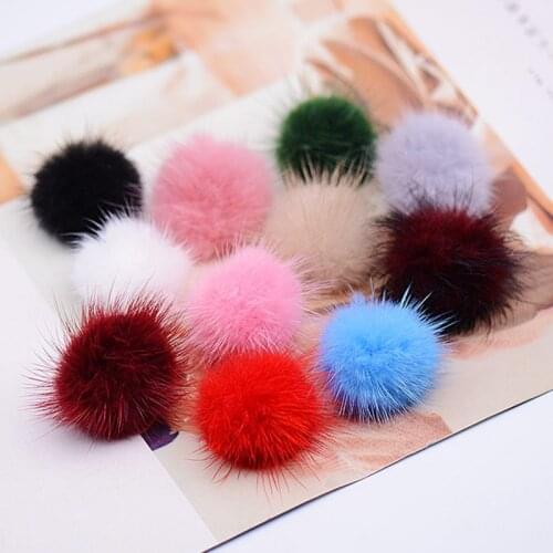 3cm Mink Fur Ball Fluffy Keychain Hair Accessories Earrings Sandals Household Furry Handmade DIY Material Accessories 5/10pcs